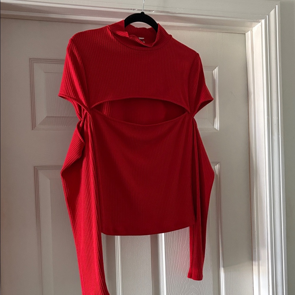 Nwot EleVen by Venus Williams Red Cutout Sweatshirt